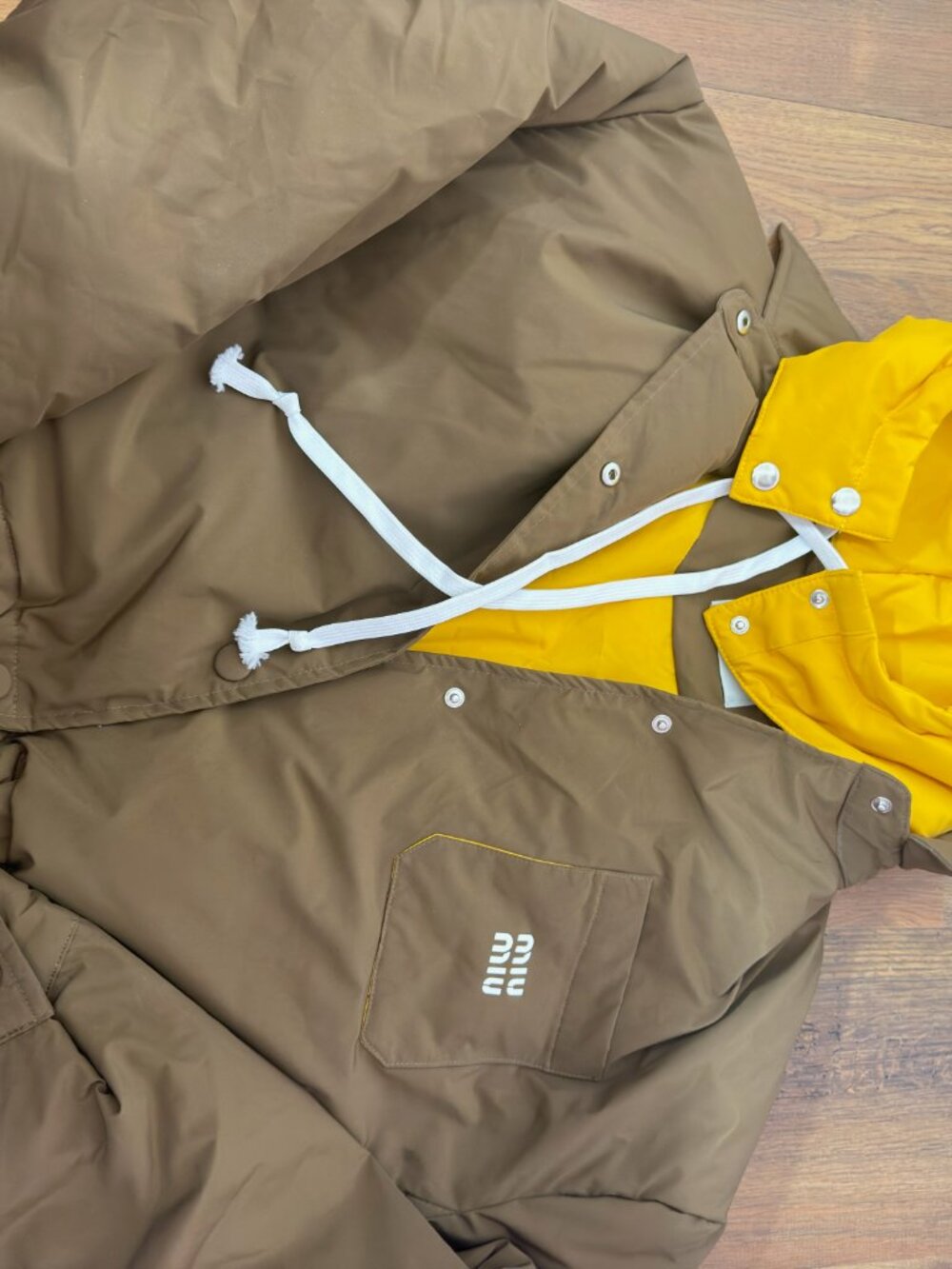 Miu Miu Brown and Yellow Puffer Jacket Small - Picture 8 of 8